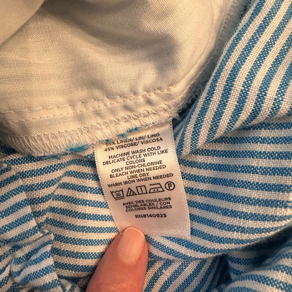 LOFT Linen Blend Blue Striped Two-Piece Set (XS Petite) - Picture 6 of 11